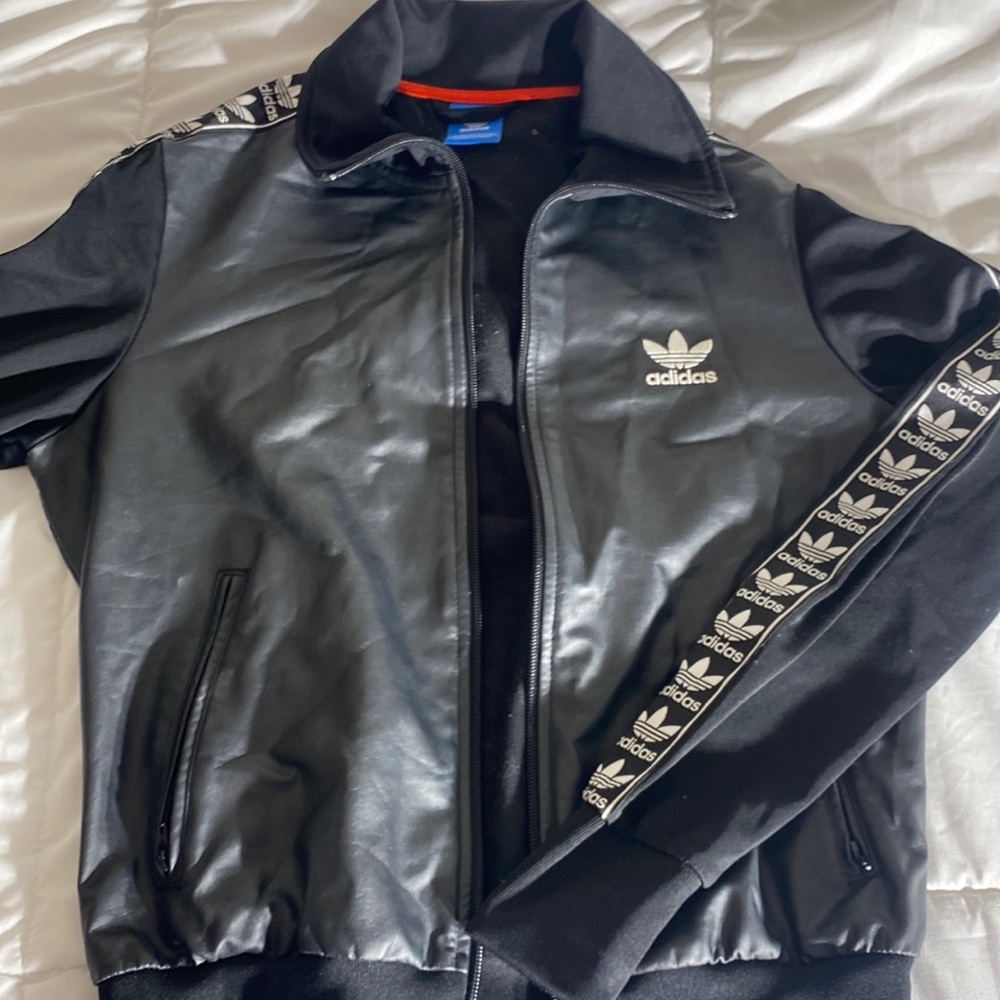 Black adidas leather jacket